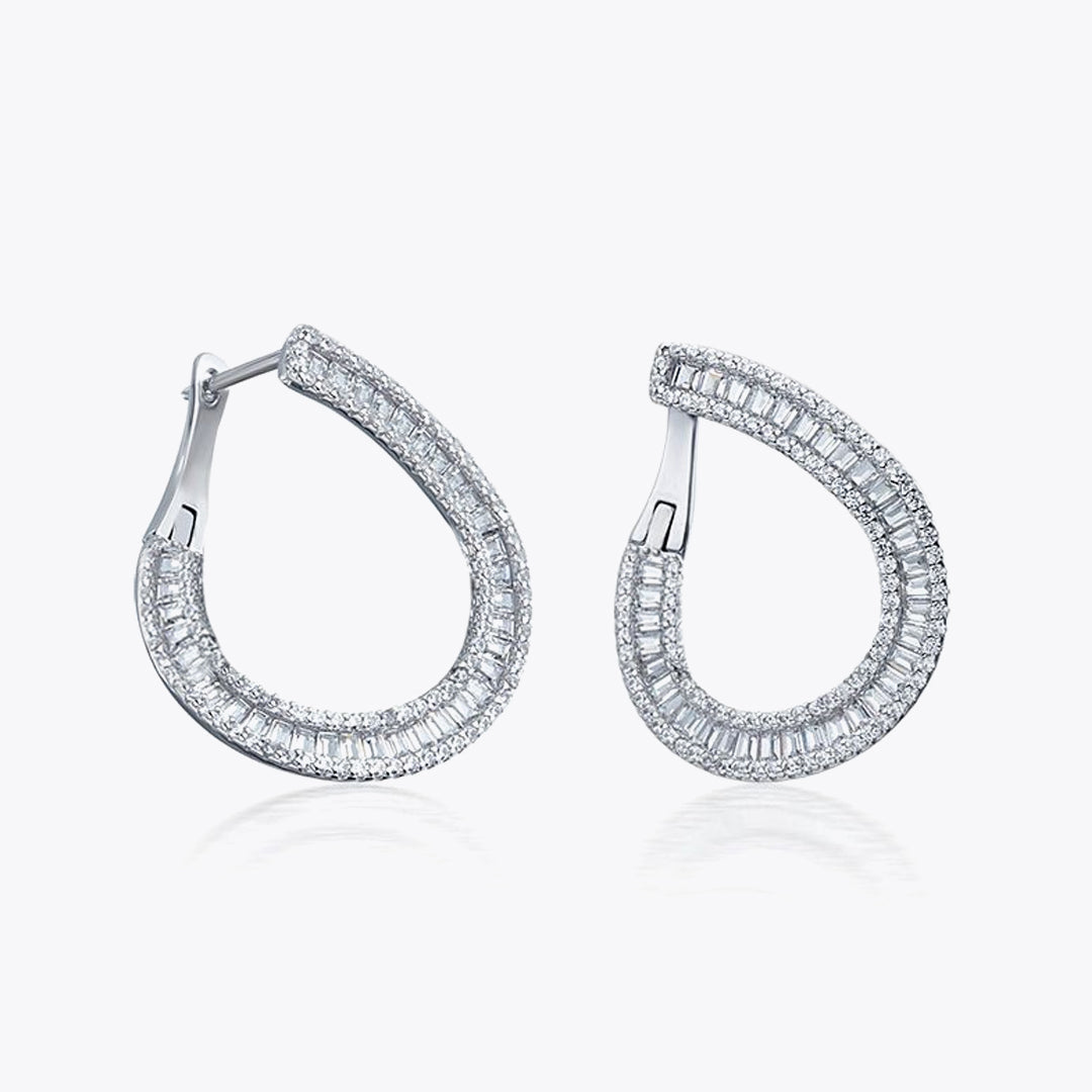 Silver luxury earrings 23x13mm with white zirconias DMNK001
