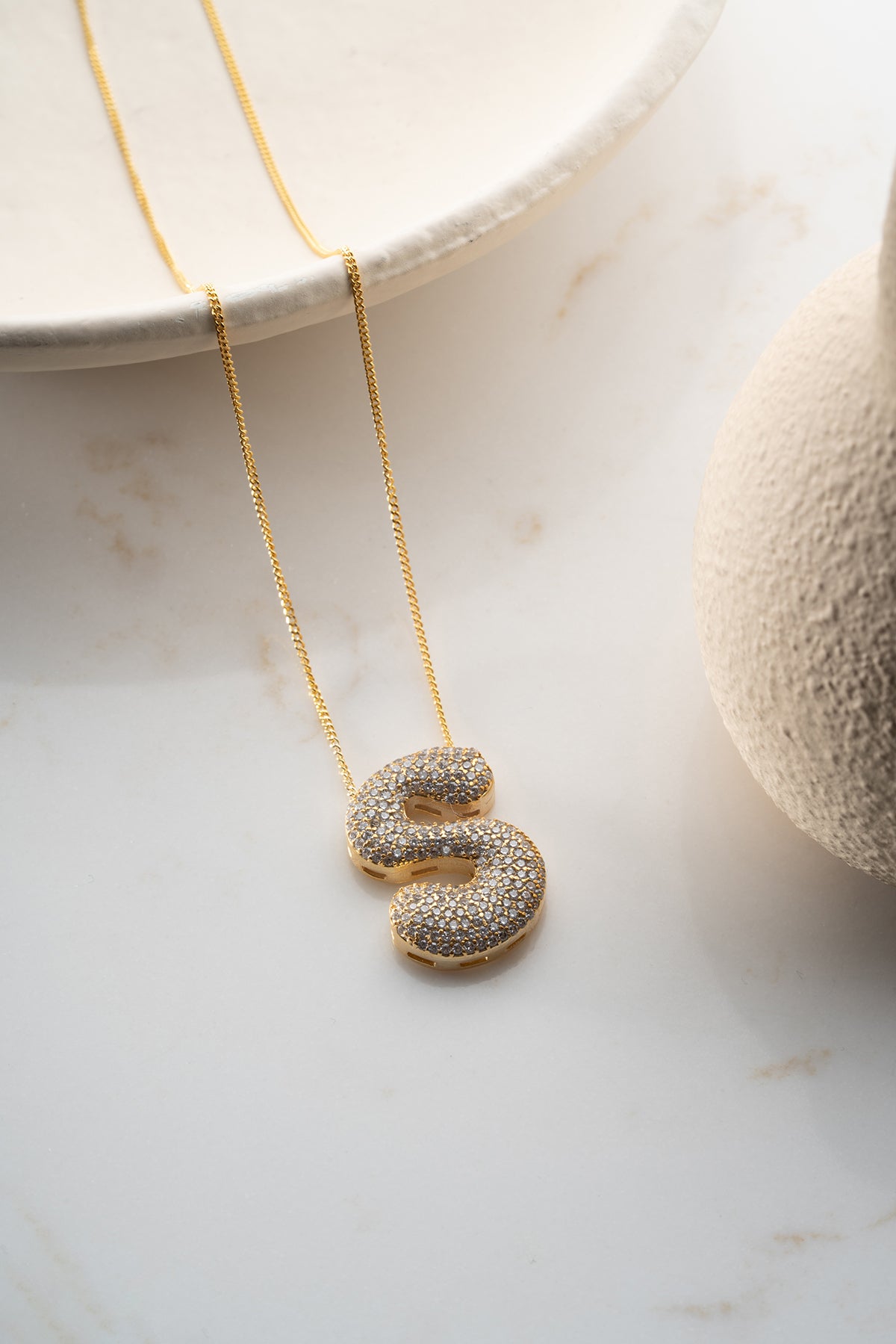 Ballon Letter Ketting – 925 Zilver – Met Zirkonia Steentjes