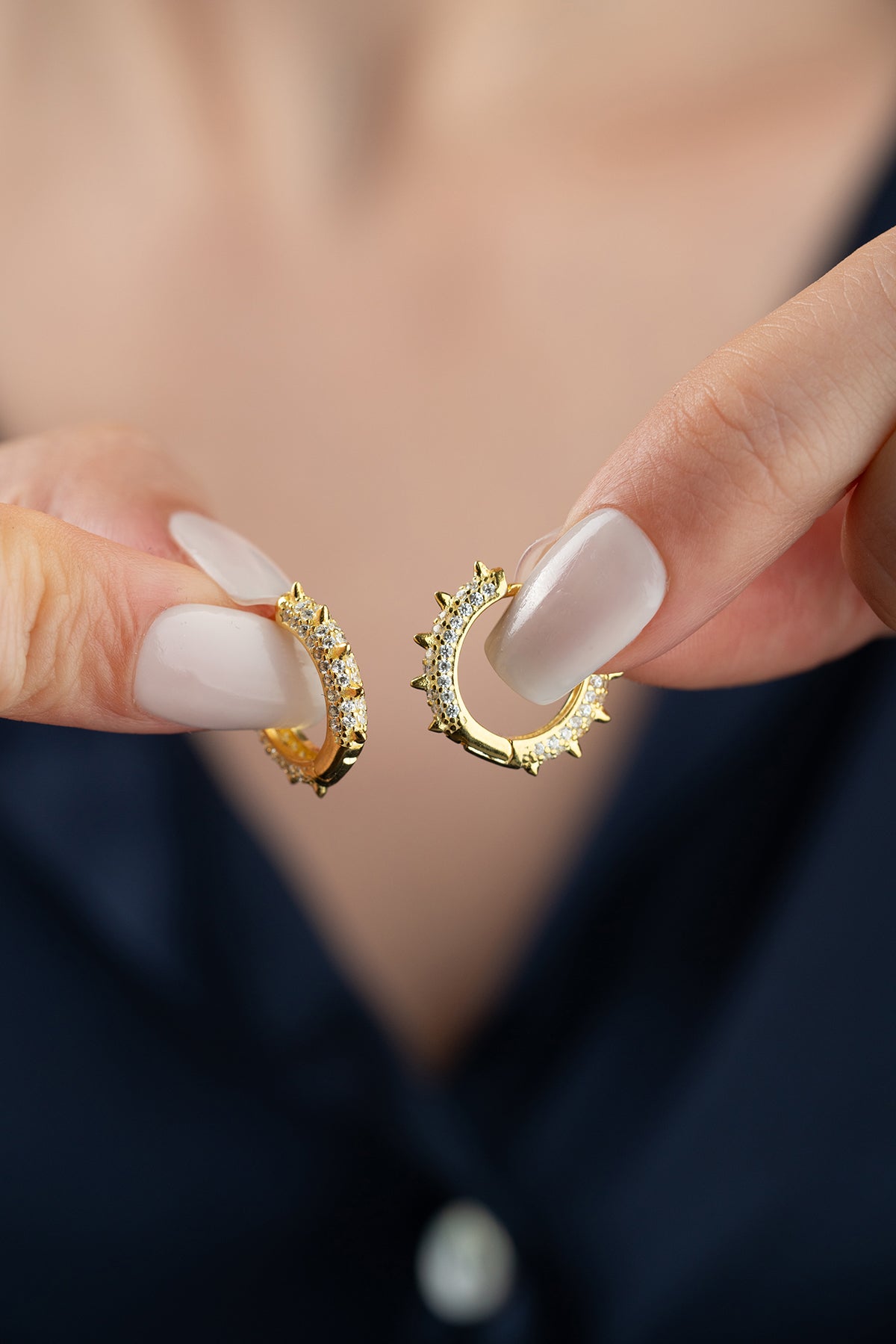 Stellar Spike Oorringen - Zirconia Spikes on Hoops