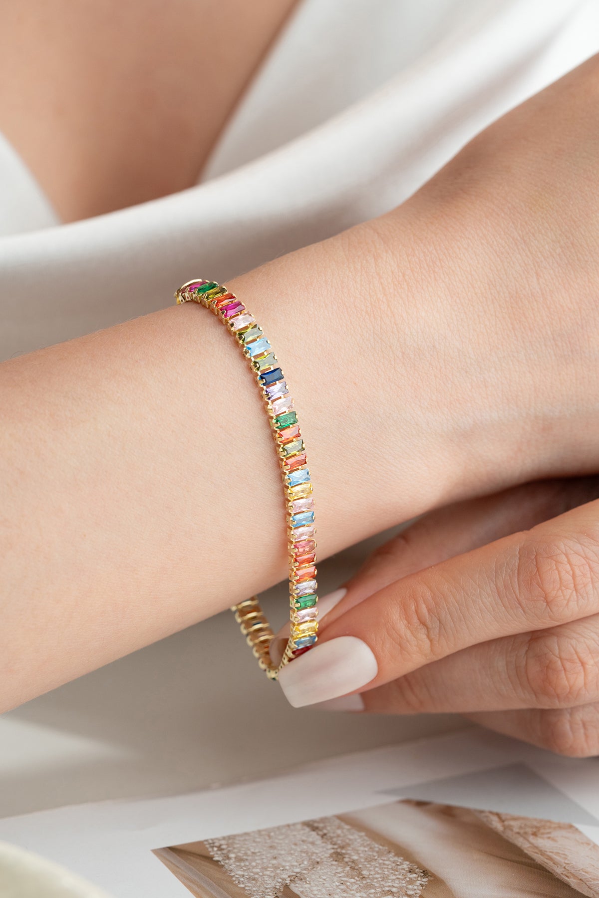 Armband met Kleurrijke Stenen – 925 Zilver Verguld