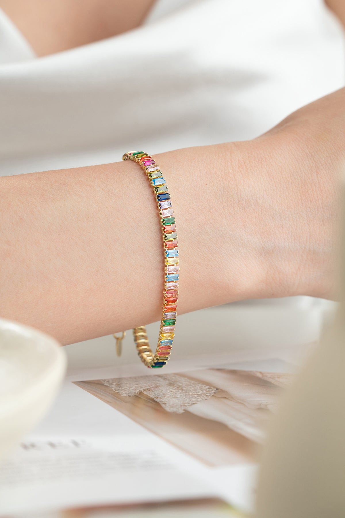 Armband met Kleurrijke Stenen – 925 Zilver Verguld