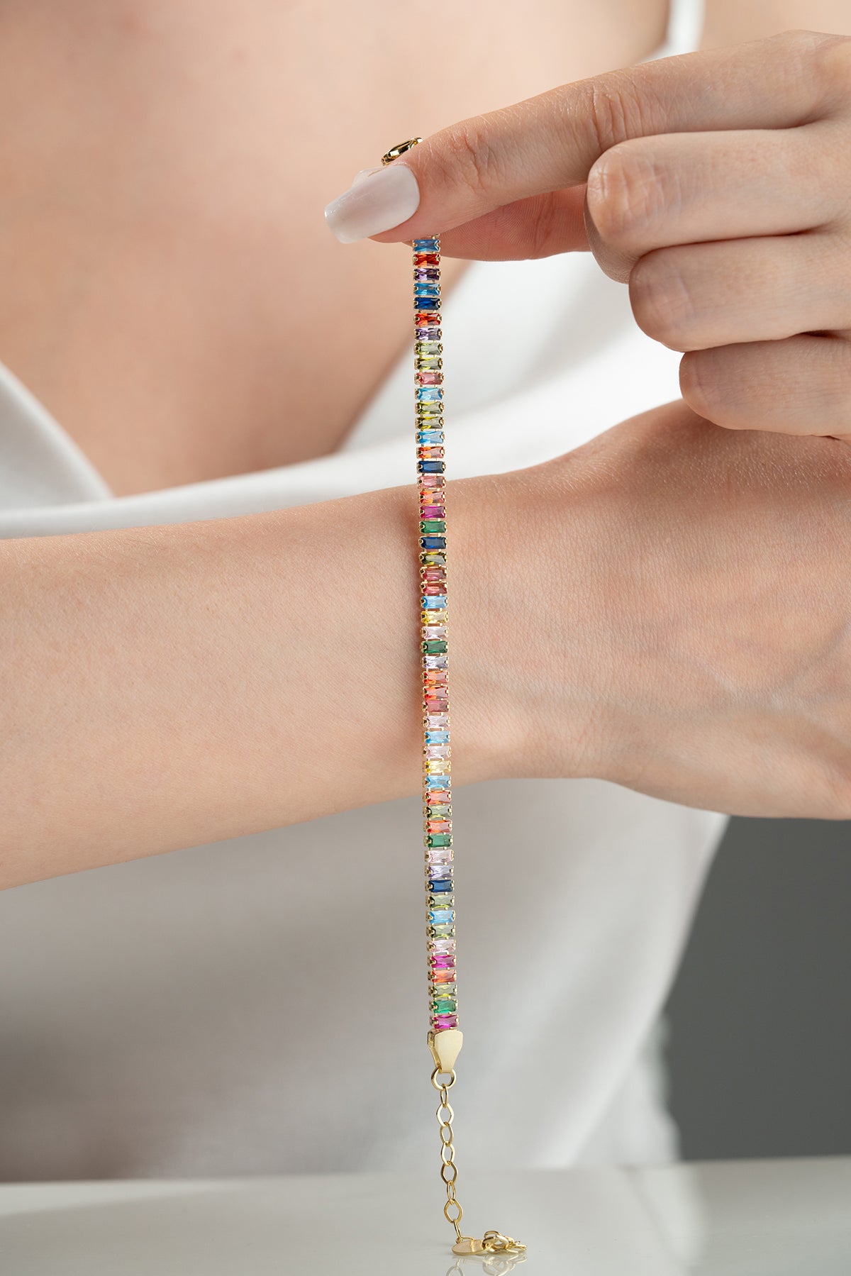 Armband met Kleurrijke Stenen – 925 Zilver Verguld