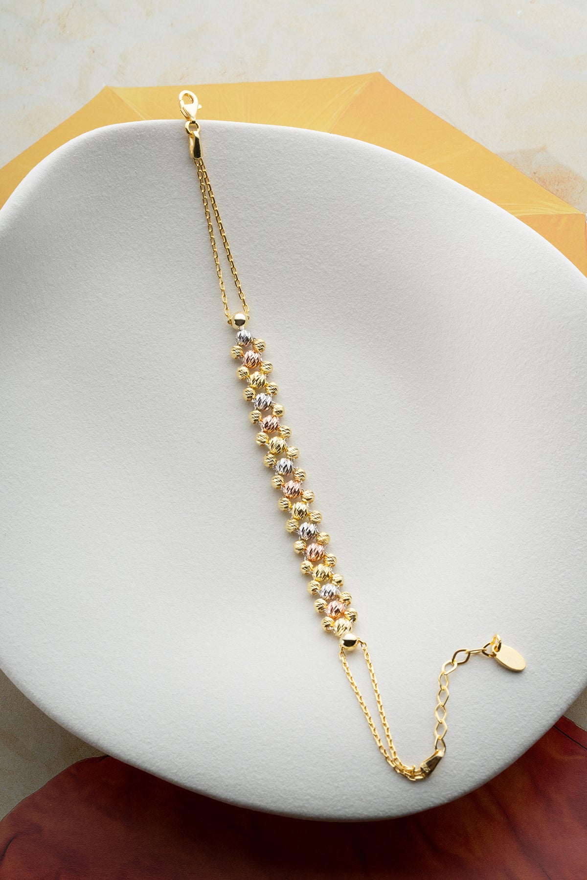Driekleurige Armband van 925 Zilver met Kralen