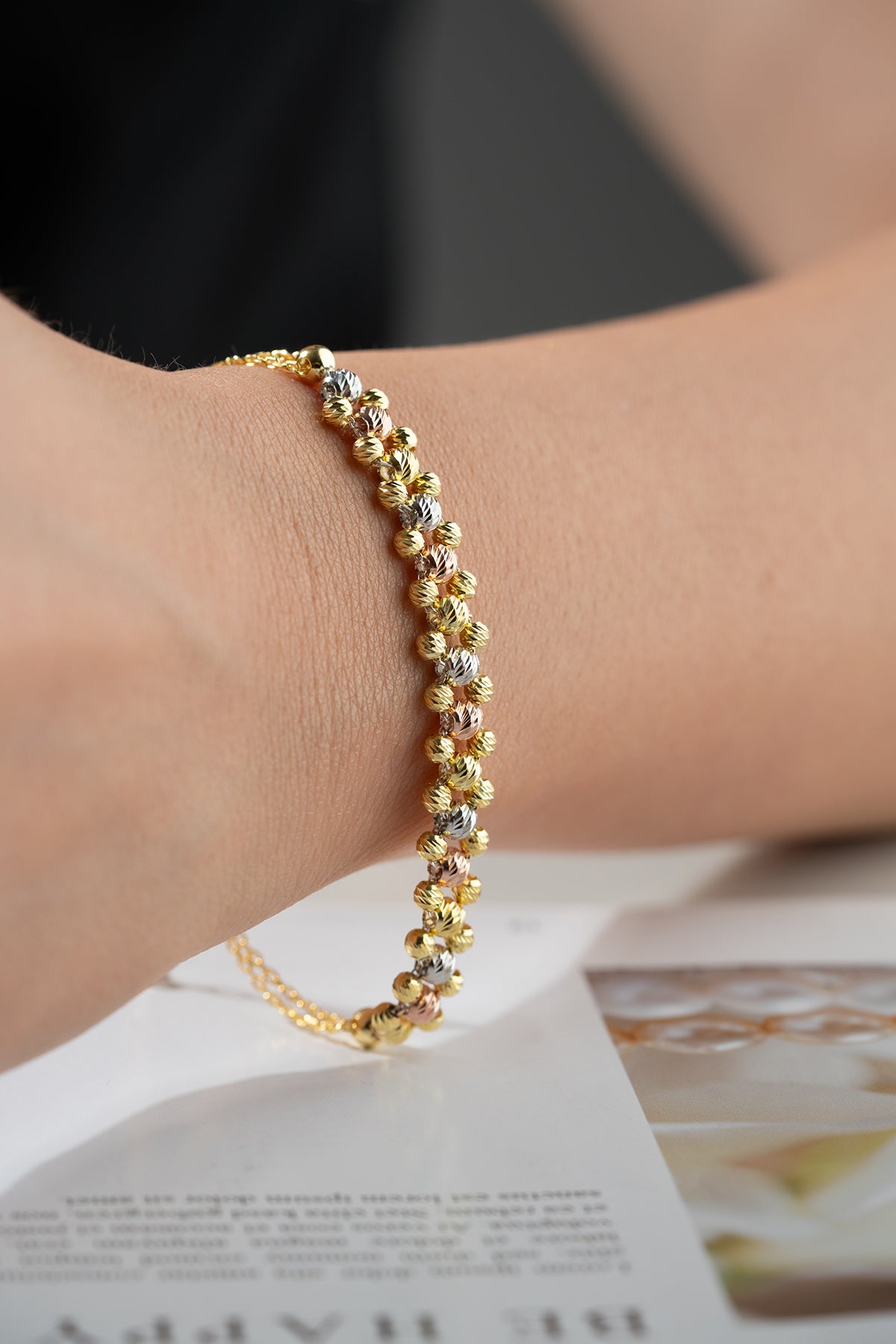 Driekleurige Armband van 925 Zilver met Kralen