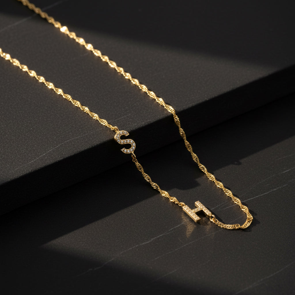 Gepersonaliseerde Dubbele Letter Ketting – 925 Zilver