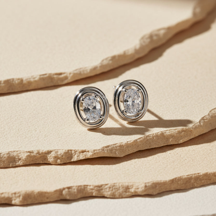 Ovale Oorbellen met Zirkonia | 925 Zilver