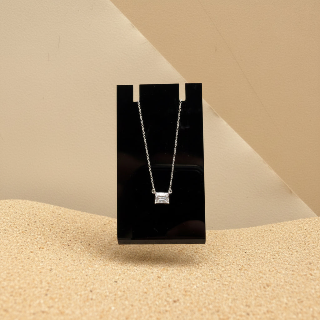 Minimalistische 925 Sterling Zilveren Ketting met Zirkoonsteen