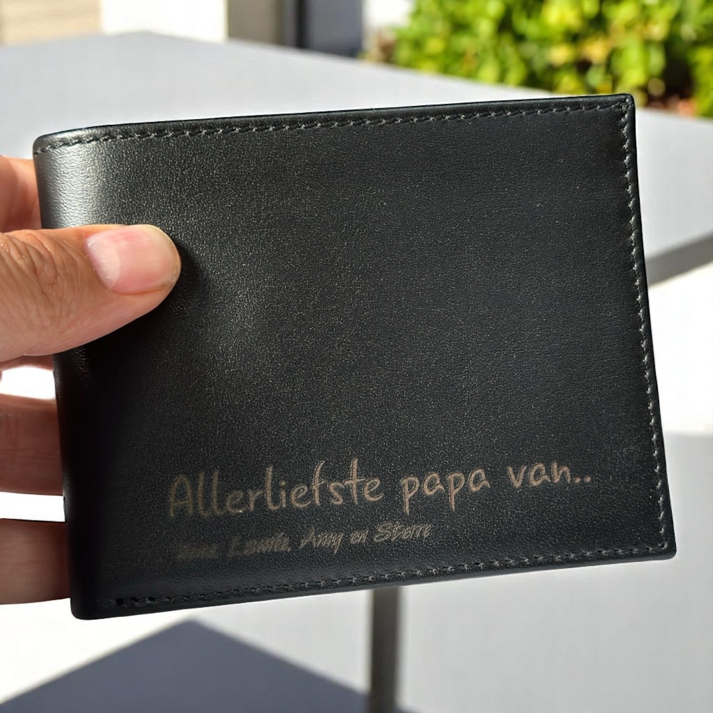 Zwarte Leren Portemonnee Met Tekst 174 -1