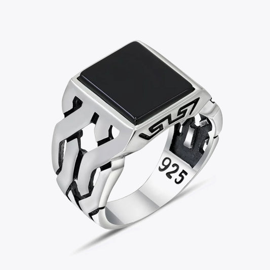 925 Zilveren Herenring Met Onyx Steen LMR230