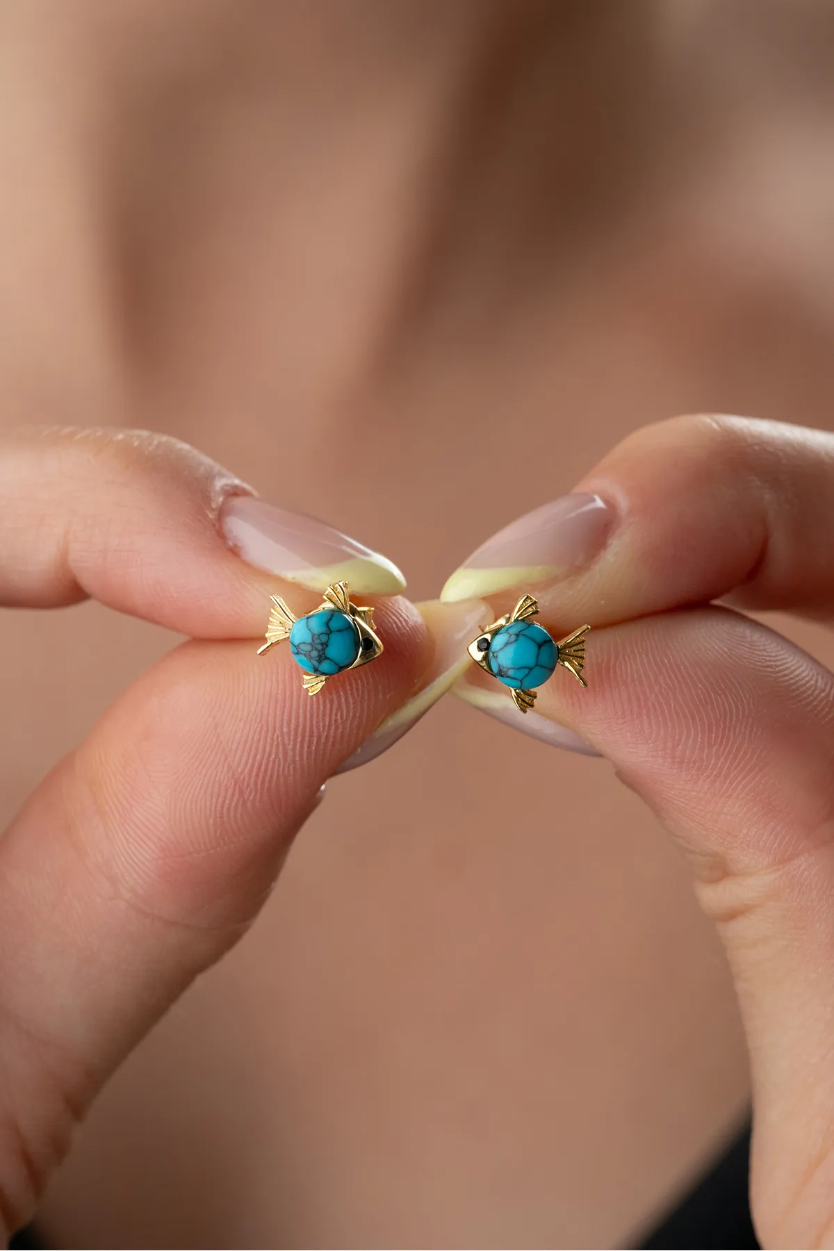 Vis Oorbellen – Turkoois & Zilver