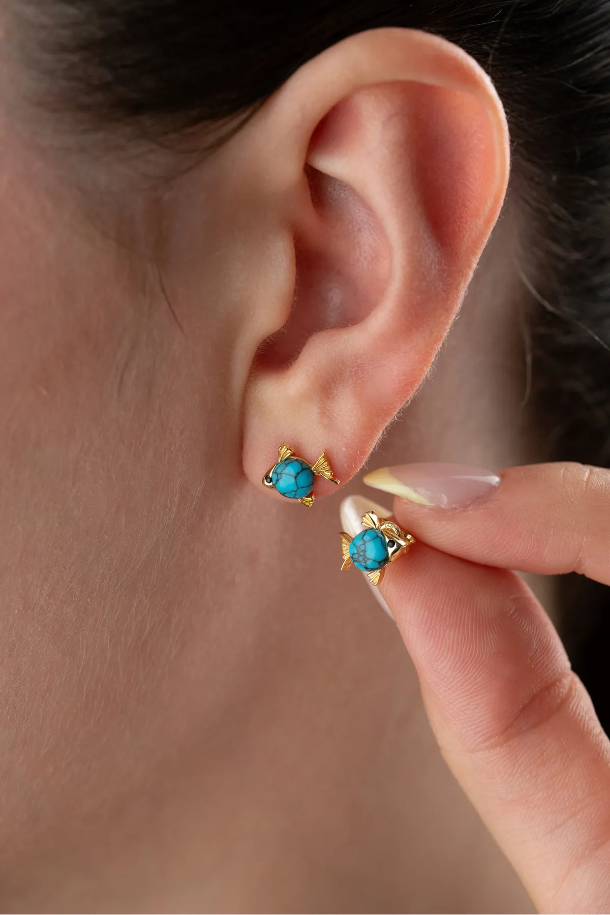 Vis Oorbellen – Turkoois & Zilver