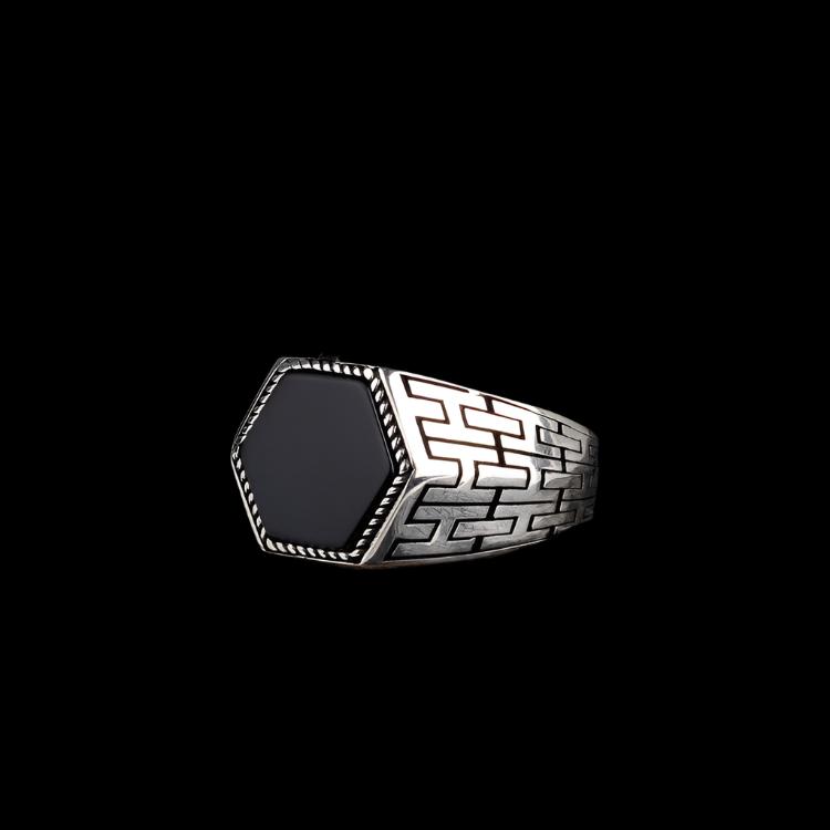 Zilveren Heren Ring Met Onyx