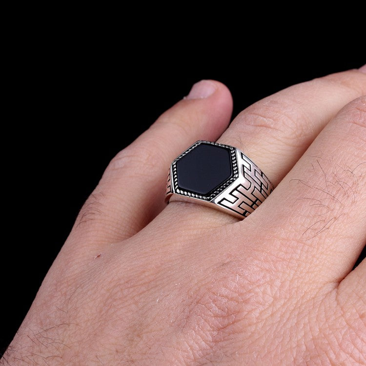 Zilveren Heren Ring Met Onyx