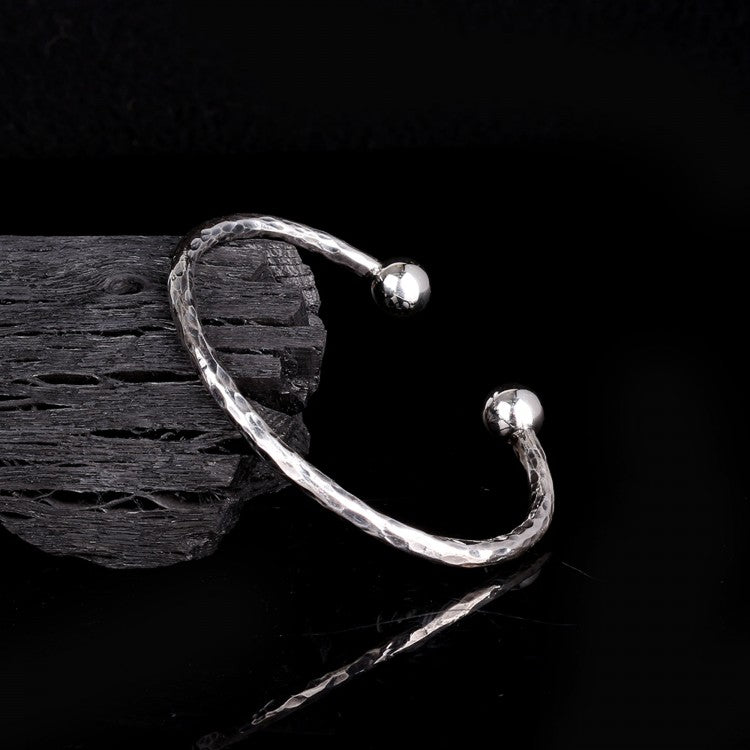 Gehamerde Afwerking 925 Sterling Zilver Heren Armband