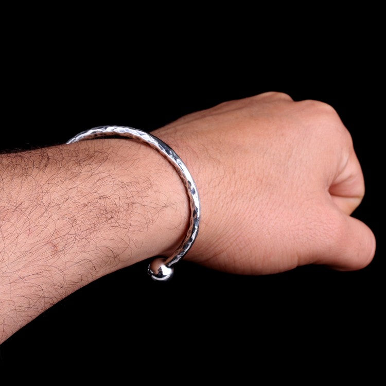 Gehamerde Afwerking 925 Sterling Zilver Heren Armband