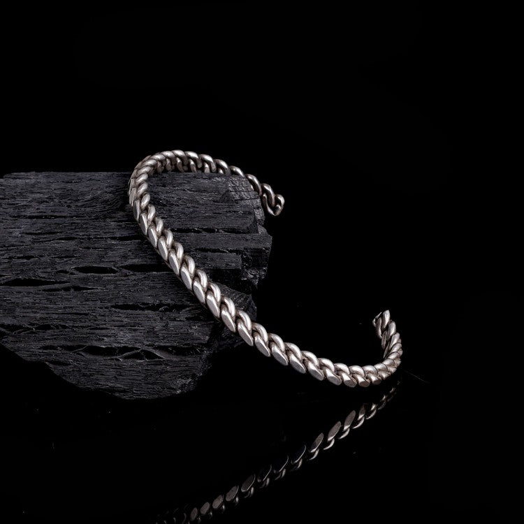 Turned 925 sterling silver men's bracelet