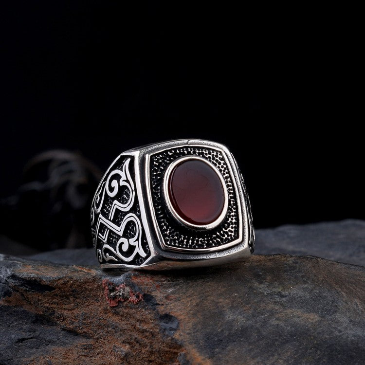 Zilveren Heren Ring Met Agaat Steen