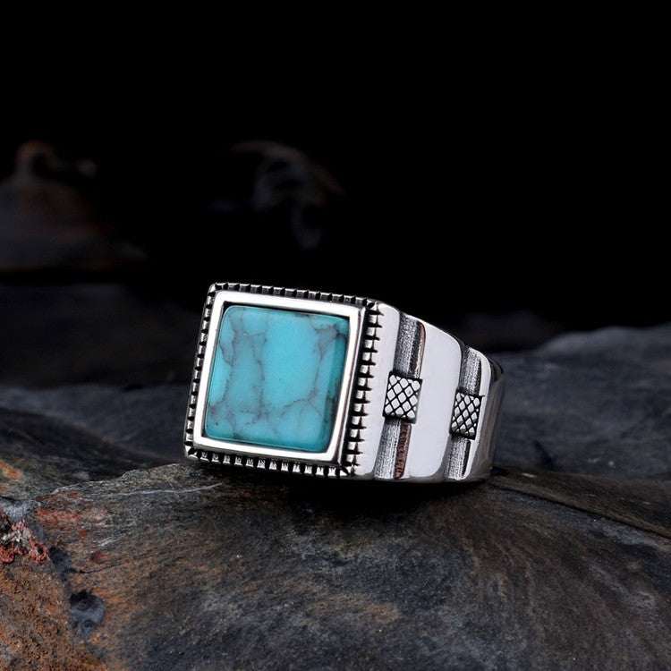 925 Sterling silver men's ring with turquoise stone