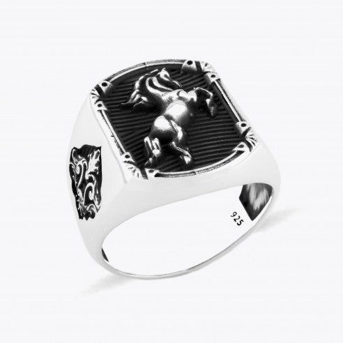 Paard Zegelring in Zilver
