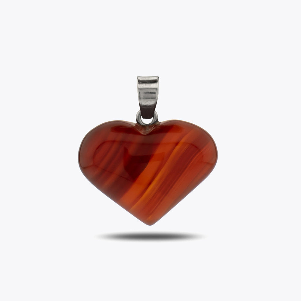 Rode agaat hart hanger met ketting