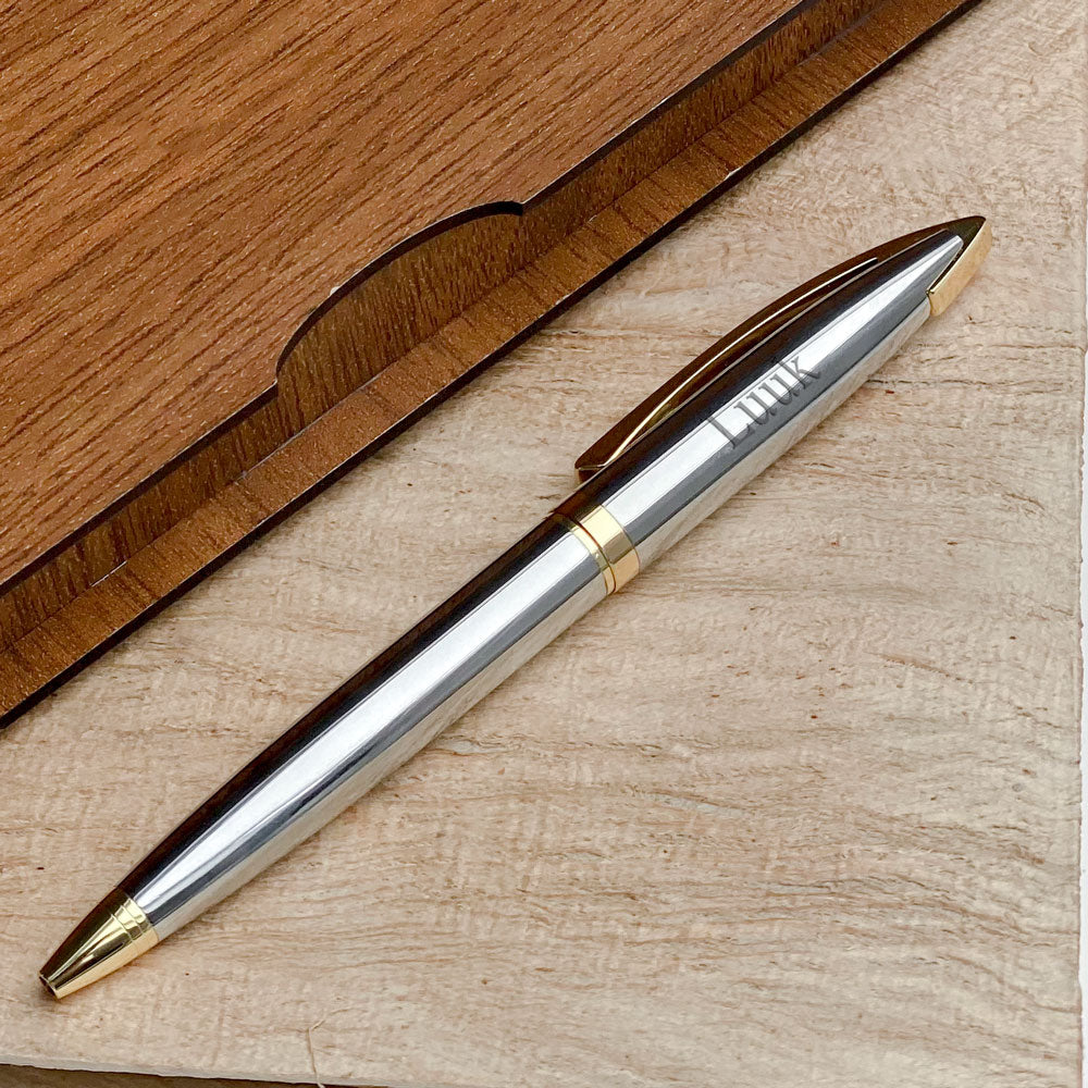 Gepersonaliseerde Pen Set - Schrijfset Met Gegraveerde Houten Doos BLP2158