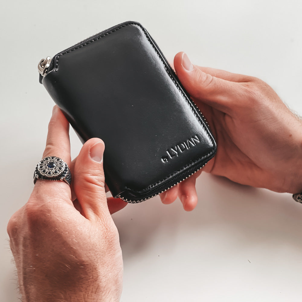Black Leather Zipper Wallet BLW796-S 1