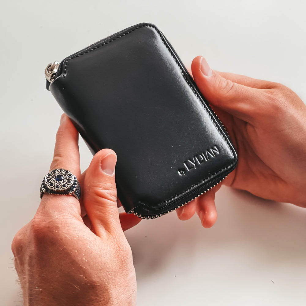 Black Leather Zipper Wallet BLW796-S 1