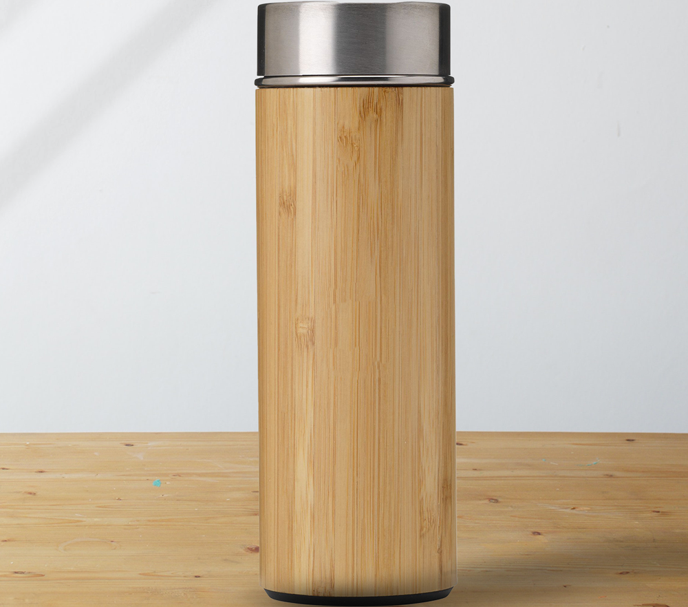 360 ml bamboe thermosfles/thermosbeker met tekst
