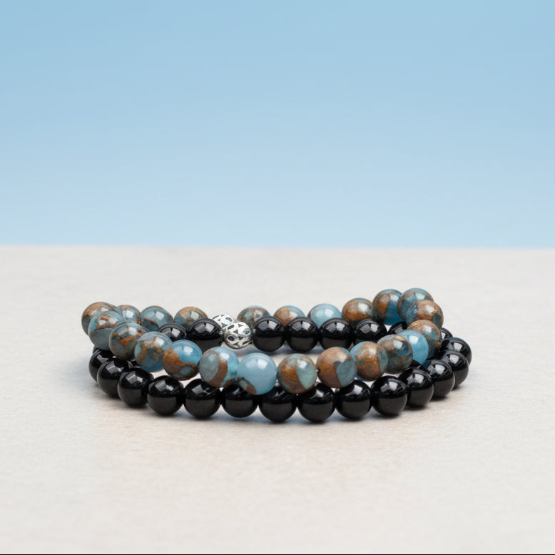 Perlenarmband Stern Onyx BGS002