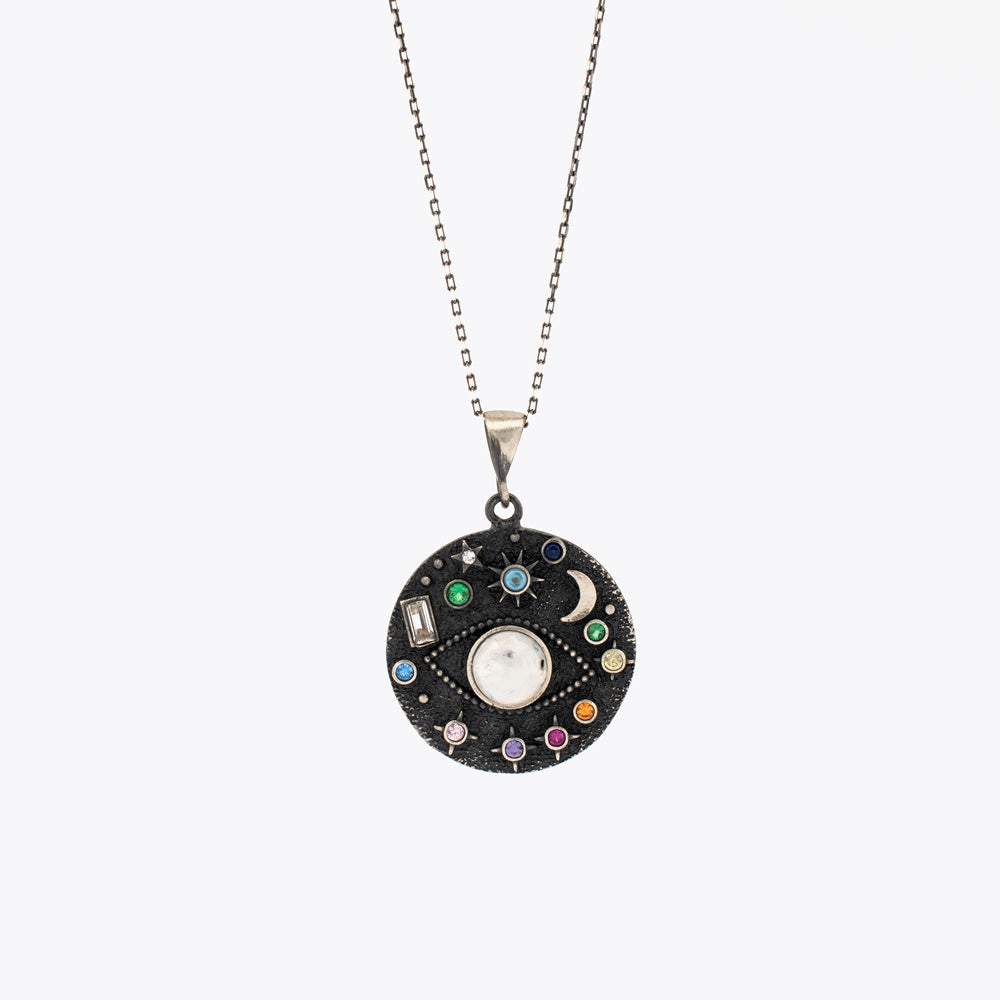 Oog Medaillon - met sterren ketting hanger