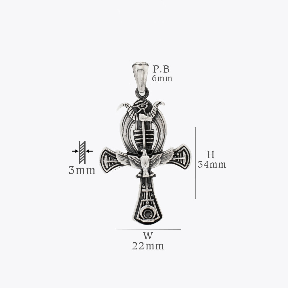 Egyptische Ankh handgemaakte zilveren kettinghanger BLARY0122