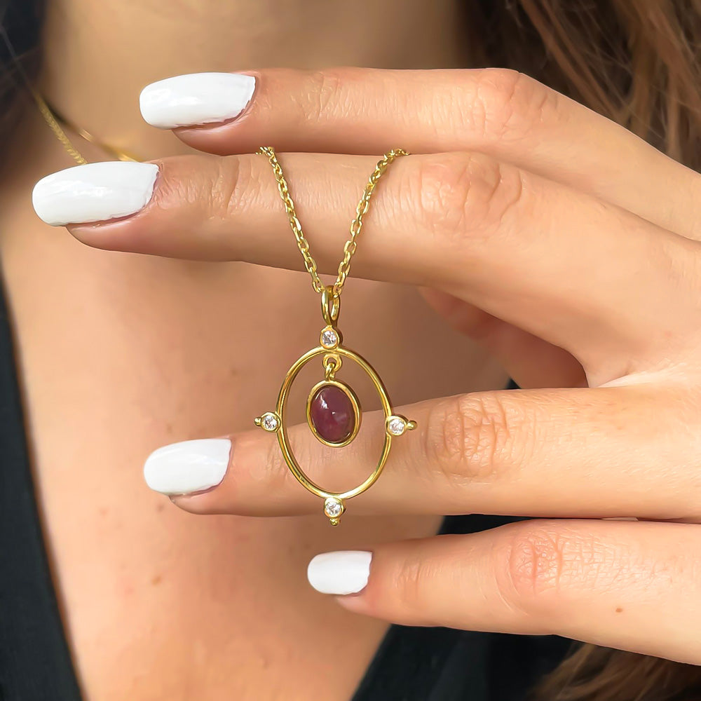 Collier argent & pendentif pierre naturelle