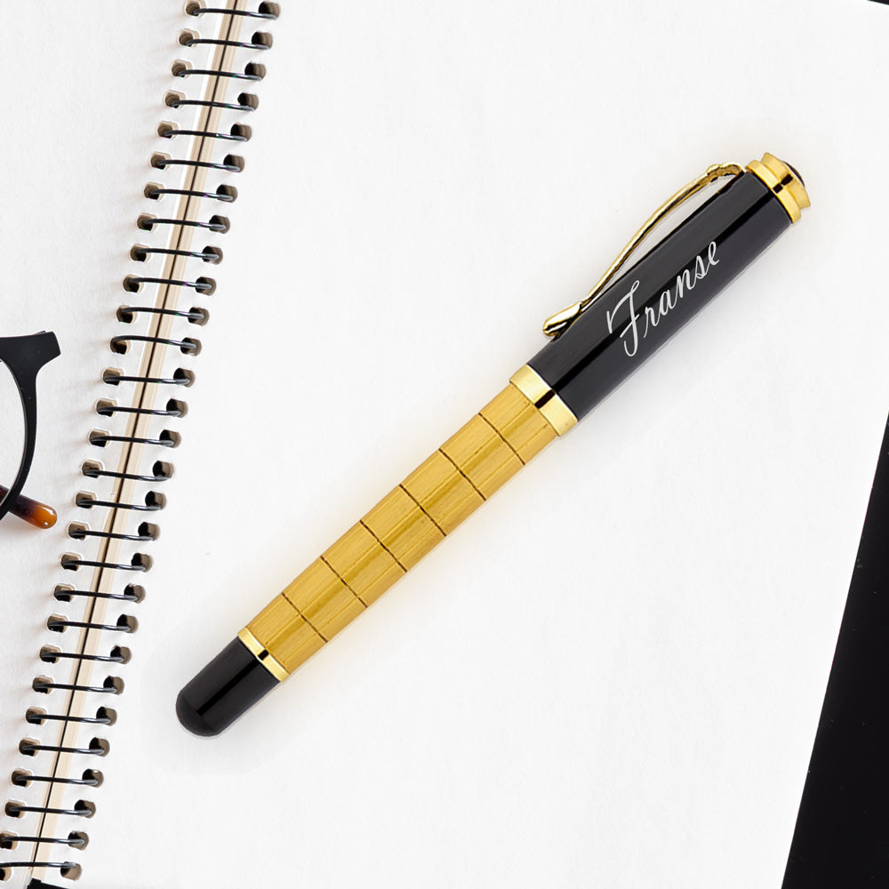 Gepersonaliseerde rollerbalpen -Schrijfset met Gegraveerde Houten Doosje BLP1214-R