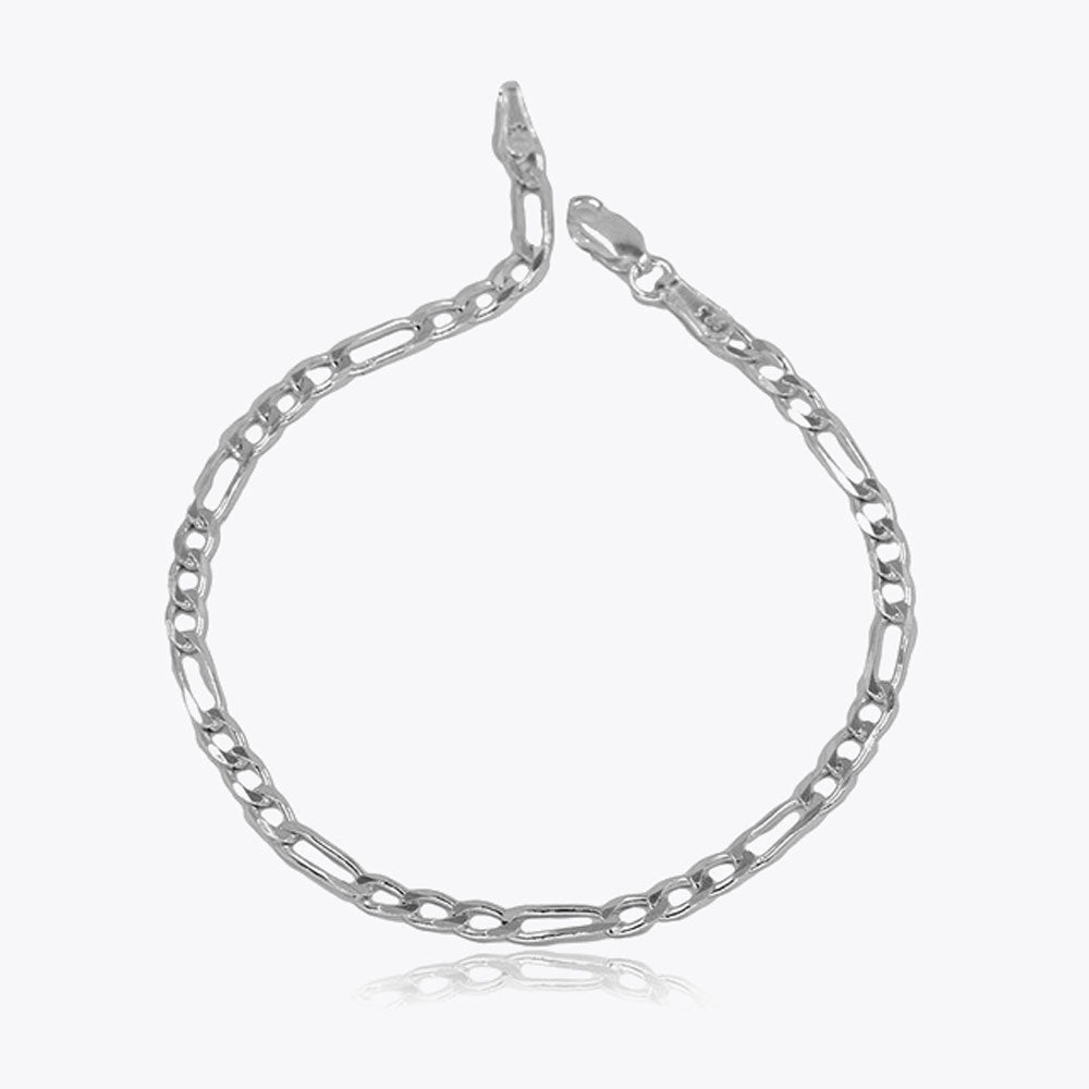 925 Sterling Silver Figaro Chain Bracelet 4mm BLVB001