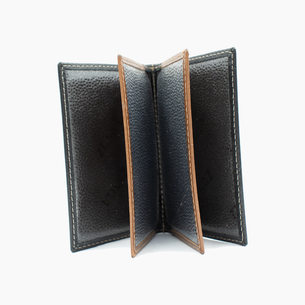 Zwart en Bruine Leren Kaartholder BLW022-4