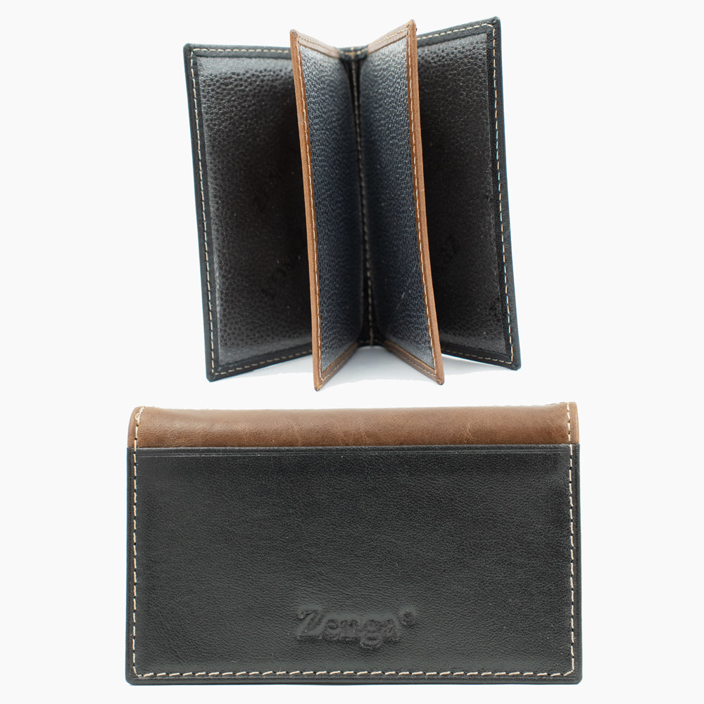 Zwart en Bruine Leren Kaartholder BLW022-4