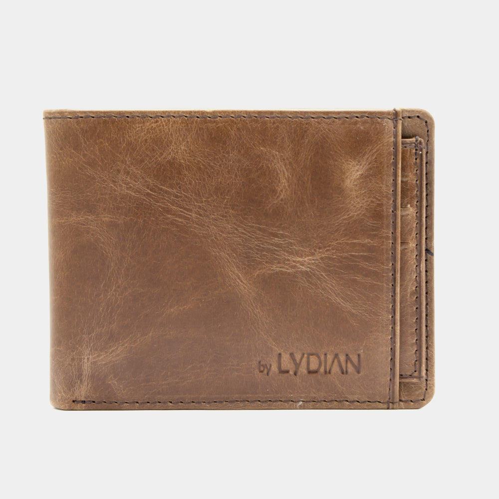 Portefeuille en cuir marron avec gravure porte-cartes BLW1320-K