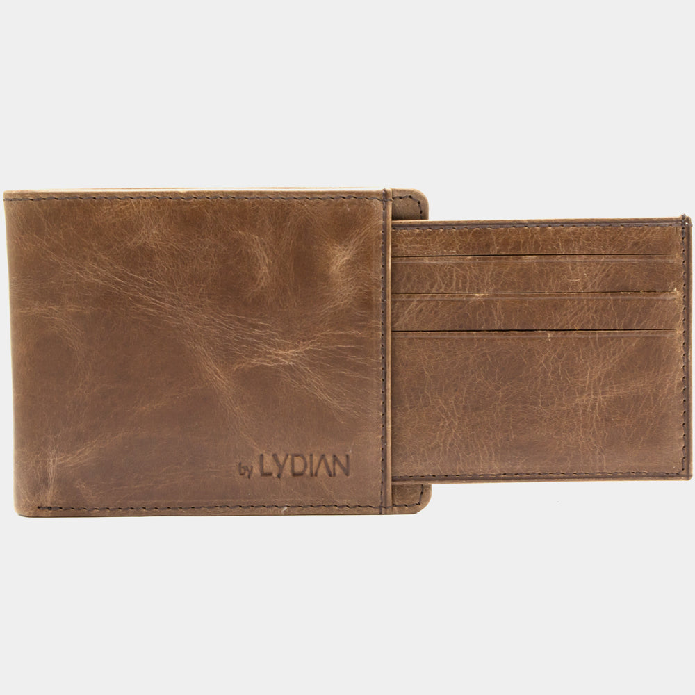 Portefeuille en cuir marron avec gravure porte-cartes BLW1320-K