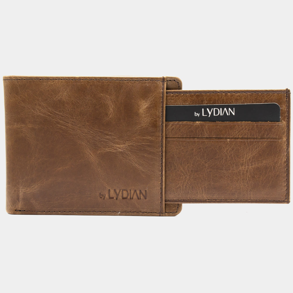 Portefeuille en cuir marron avec gravure porte-cartes BLW1320-K