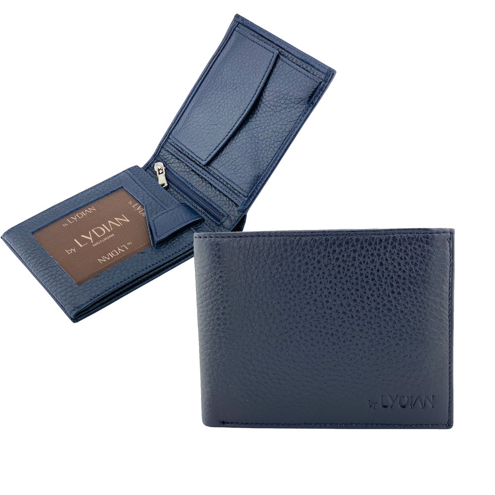 Dark Blue Leather Wallet With Name BLW050-L