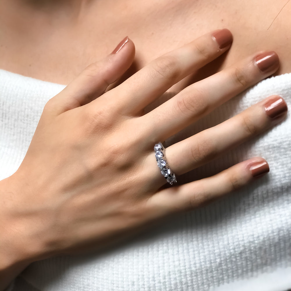 Zilver Ring met 5 Stenen BLWR412