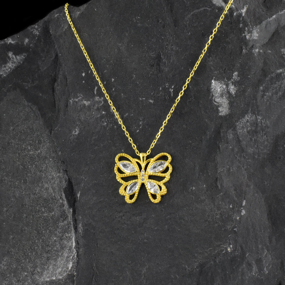 Zilveren vlinder ketting hanger