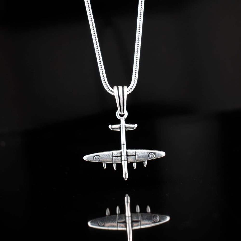 Zilveren ketting&hanger vliegtuig BLYDK453