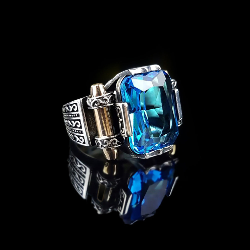 Herenring Met Blauwe Steen CLMR0162