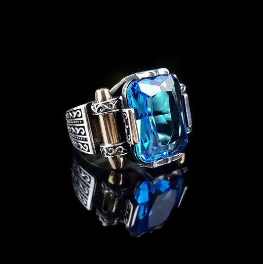 Herenring Met Blauwe Steen CLMR0162