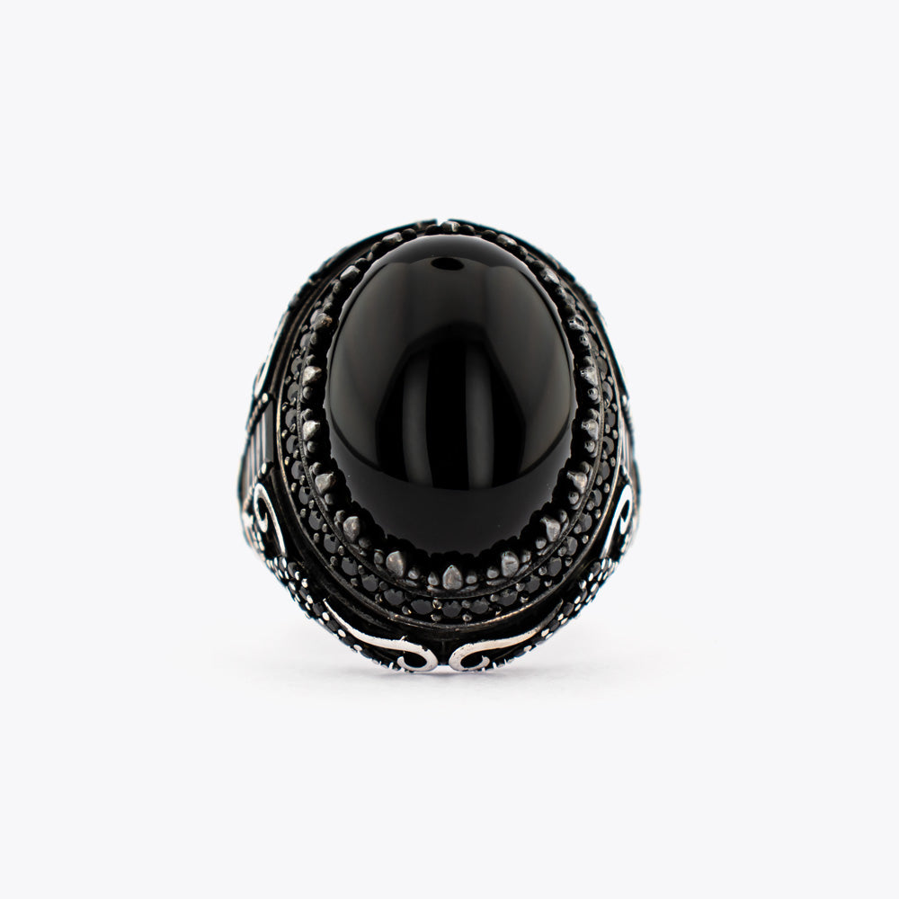 925 Zilveren Herenring Met Zwarte Onyx Steen CLMR077