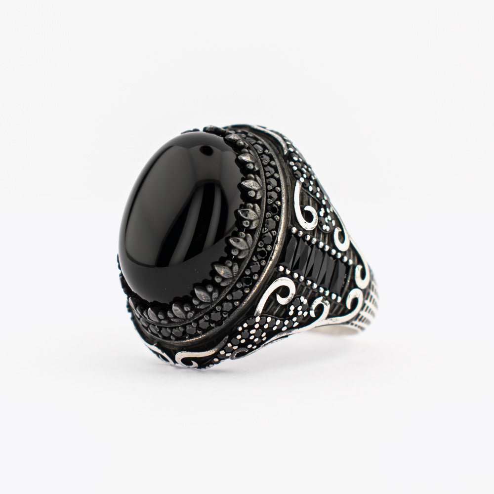 925 Zilveren Herenring Met Zwarte Onyx Steen CLMR077