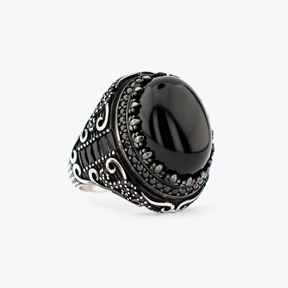 925 Zilveren Herenring Met Zwarte Onyx Steen CLMR077