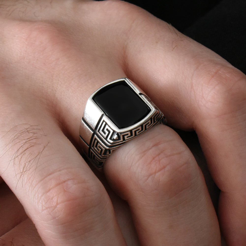 Zilveren Heren Ring Met Onyx