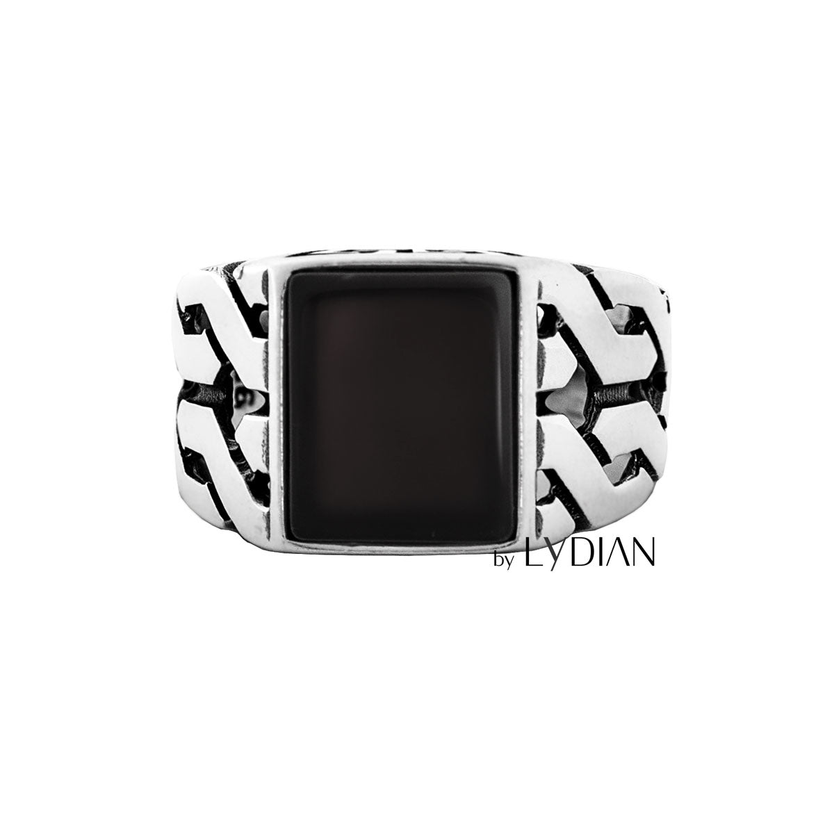 Herrenring aus 925er Silber mit Onyxstein LMR230